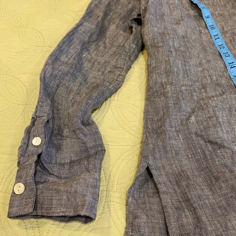 Brooks Brothers Heathered Slate Blue Linen Shirt - Picture 4 of 11